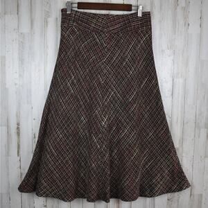 Jones Wear brown pattern fall colors tweed midi skirt Women's size 6 preppy